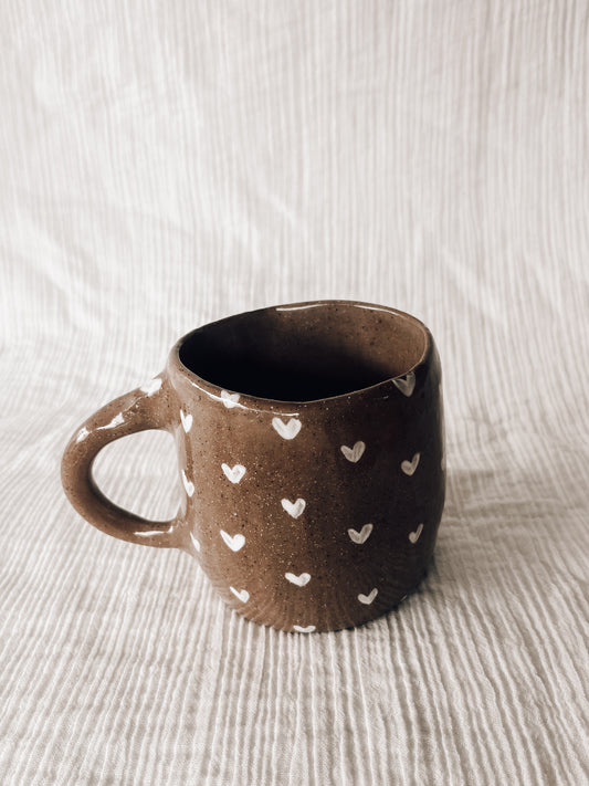 Chocolate heart hug mug-defect