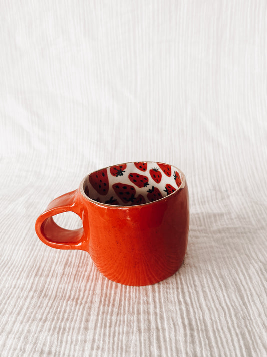 Red strawberry mini mug-WITH GOLD