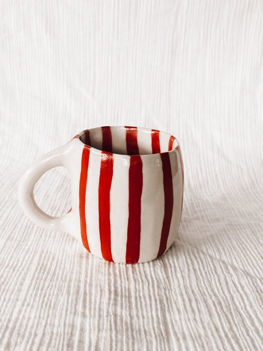 Red striped hug mug-defect