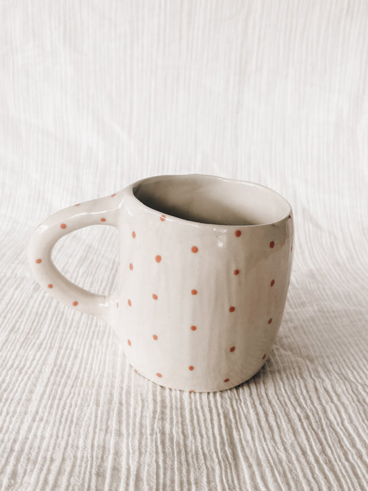 Pink polkadot hug mug-defect